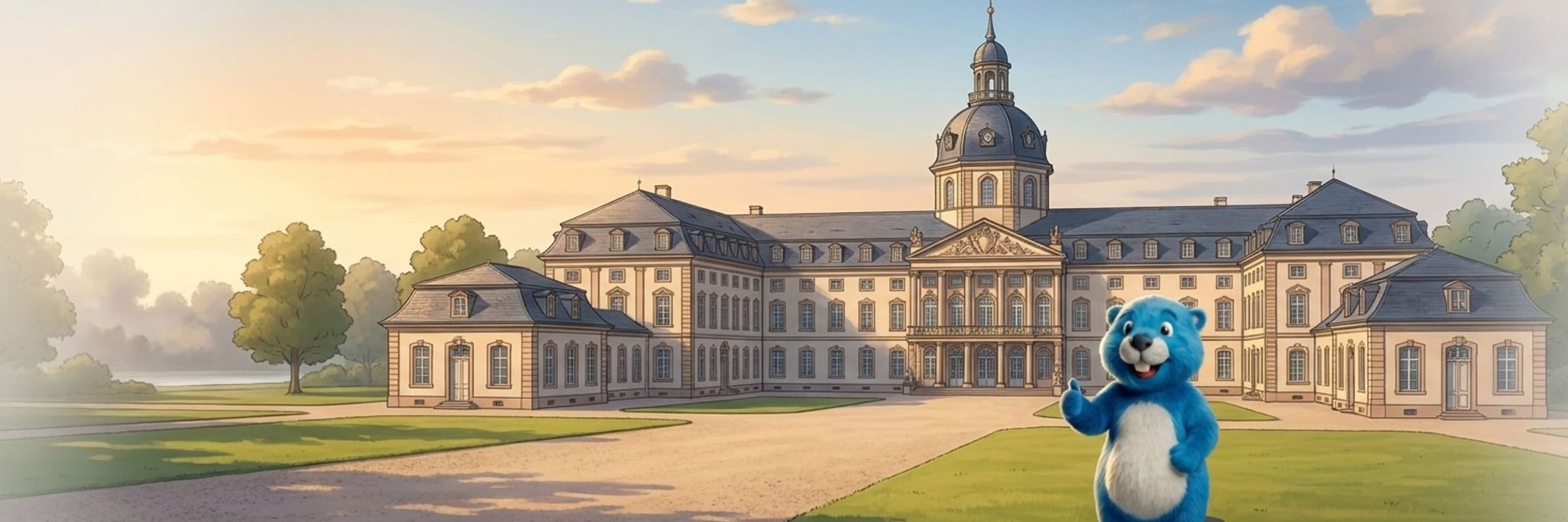 Illustration: Schloss Philippsruhe in Hanau mit unserem Biber